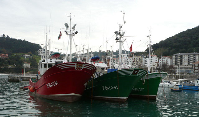 Barcos pesqueros en un puerto de Bizkaia.